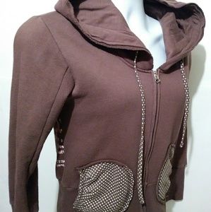 LOST Junior's sweat jacket hoodie brown Sz L. -C1